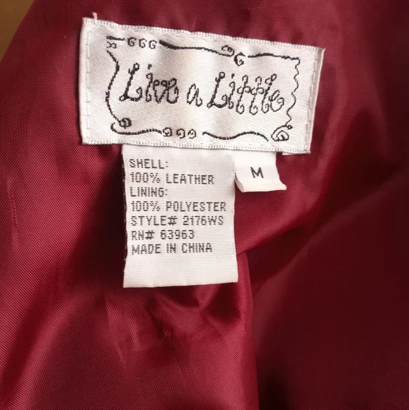 Live A Little Vintage 90's Jacket Top Red Raspberry Leather Button Down - Picture 2 of 15